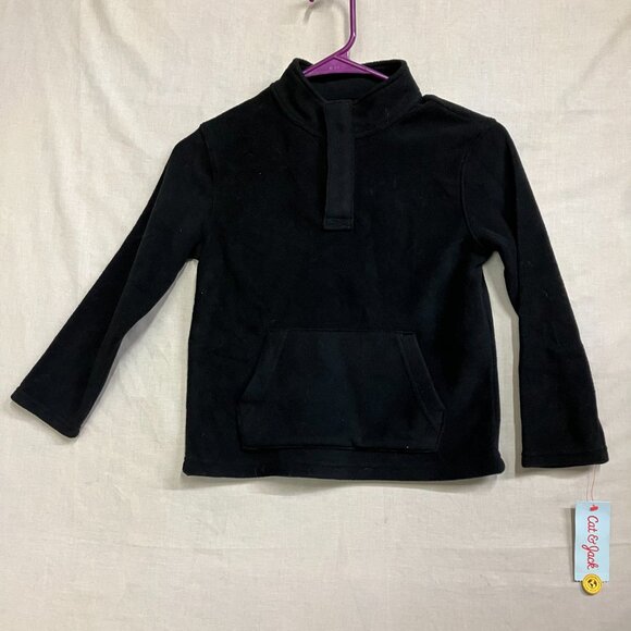 Cat & Jack Boys XS (4-5) Black 1/4 Snap Pullover Long Sleeves Fleece Sweatshirt - Picture 2 of 10